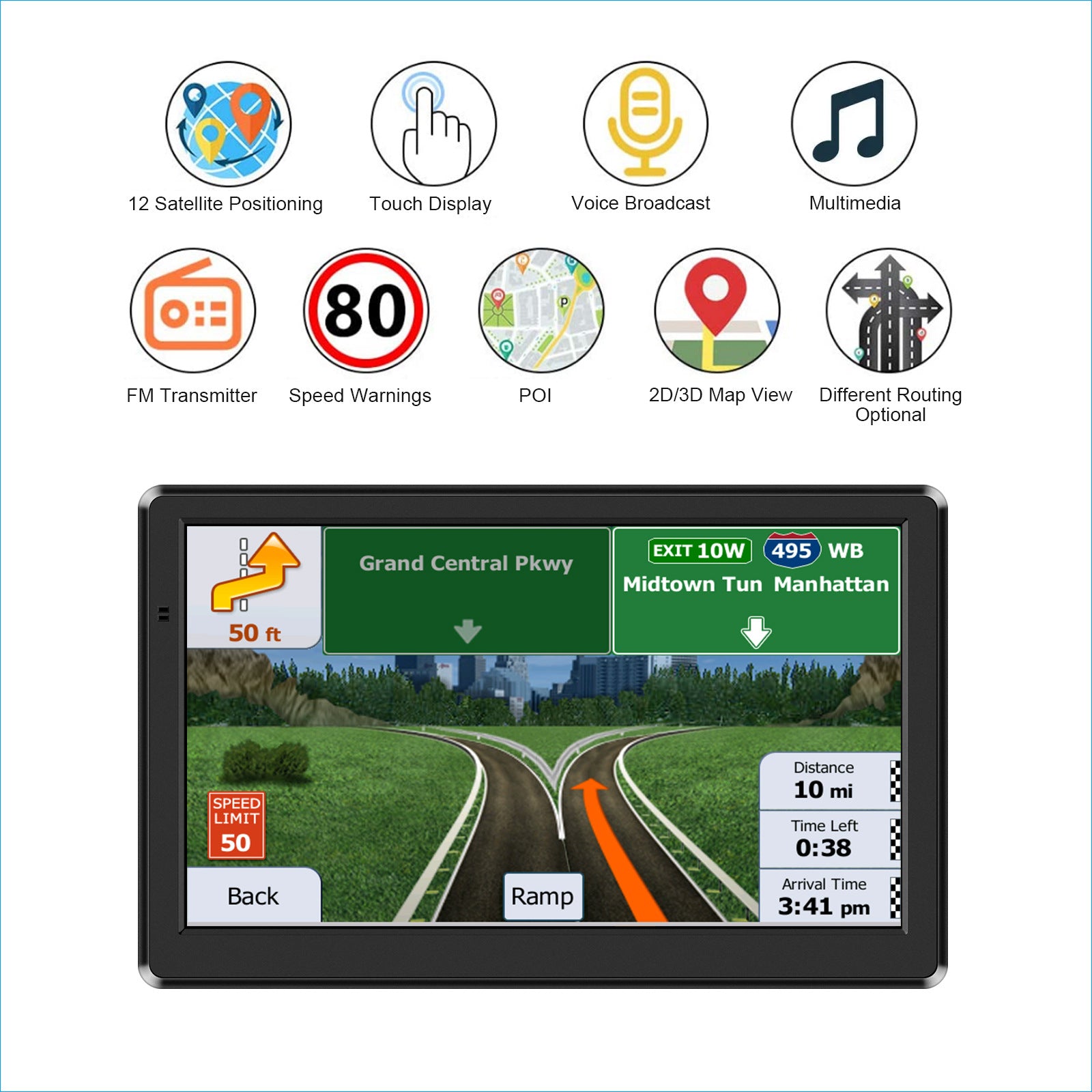 NOEIFEVO X20 GPS Navigatie, 7-inch Touchscreen met Europa Kaarten, 8GB 256MB, Meertalig, FM Ondersteuning, voor Auto's/Vans/Vrachtwagens