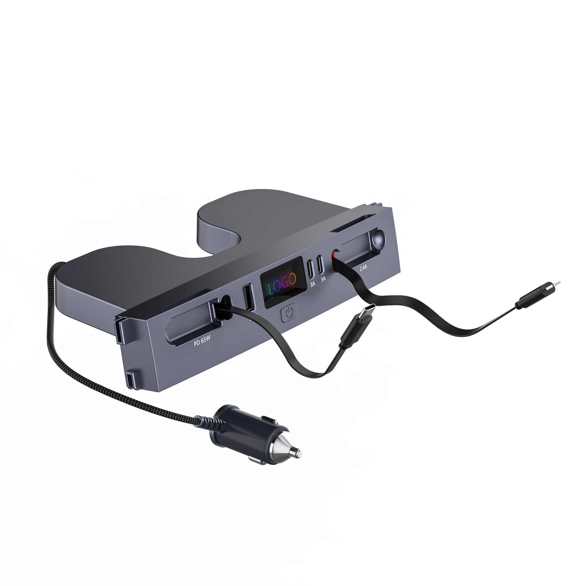 Rychlonabíječka pro středovou konzoli – USB-C nabíjecí dok a USB splitter hub, kompatibilní s Tesla M3/Y (Highland 2024–2025 & Standard 2021–2024), inteligentní adaptér s prodlužovacím kabelem pro napájení