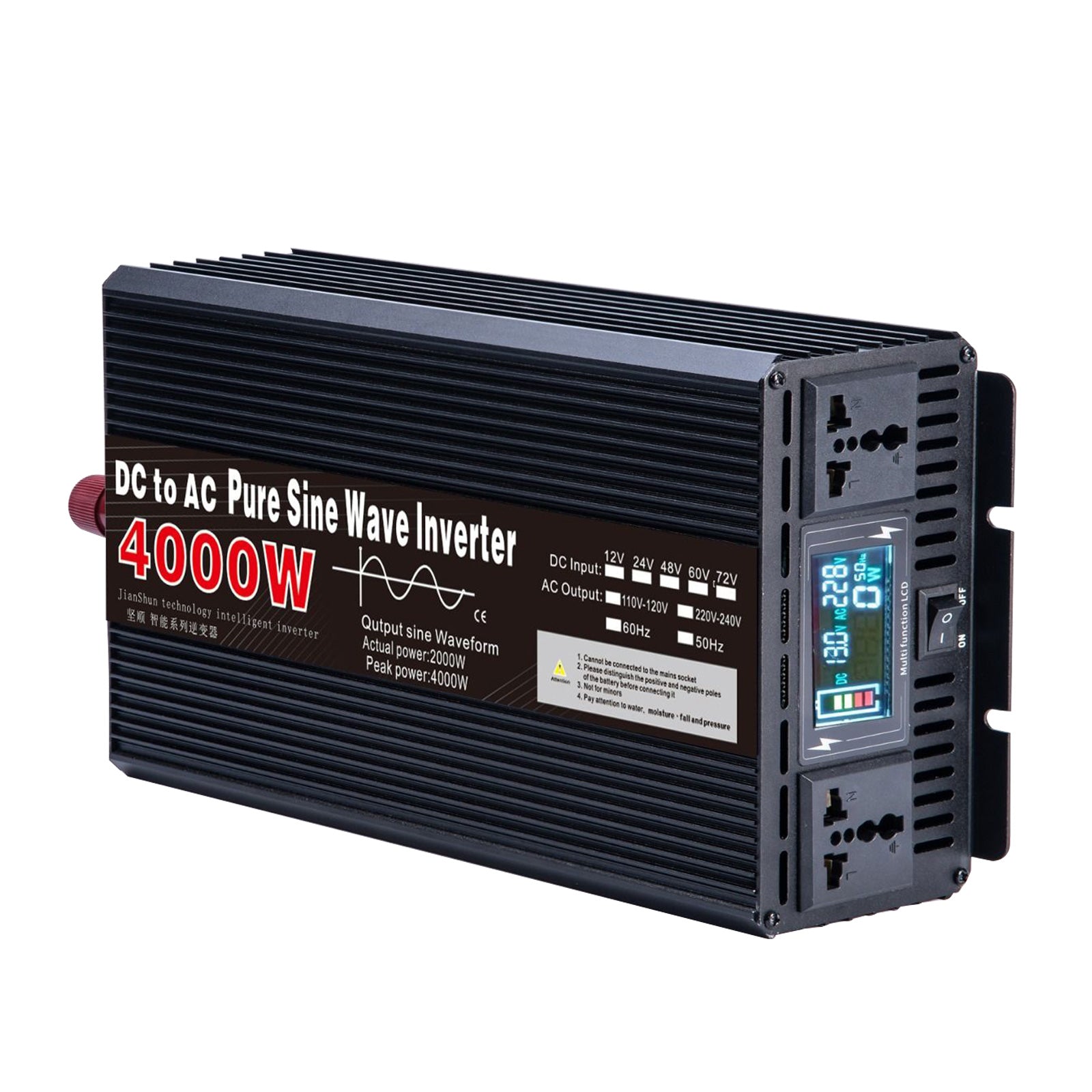 Kannettava teho 3000W 4000W 5000W 6000W 8000W Pure Sine Wave Inverter DC 24V AC 110V 220V jännitteen muunnin Auto Solar Inverter