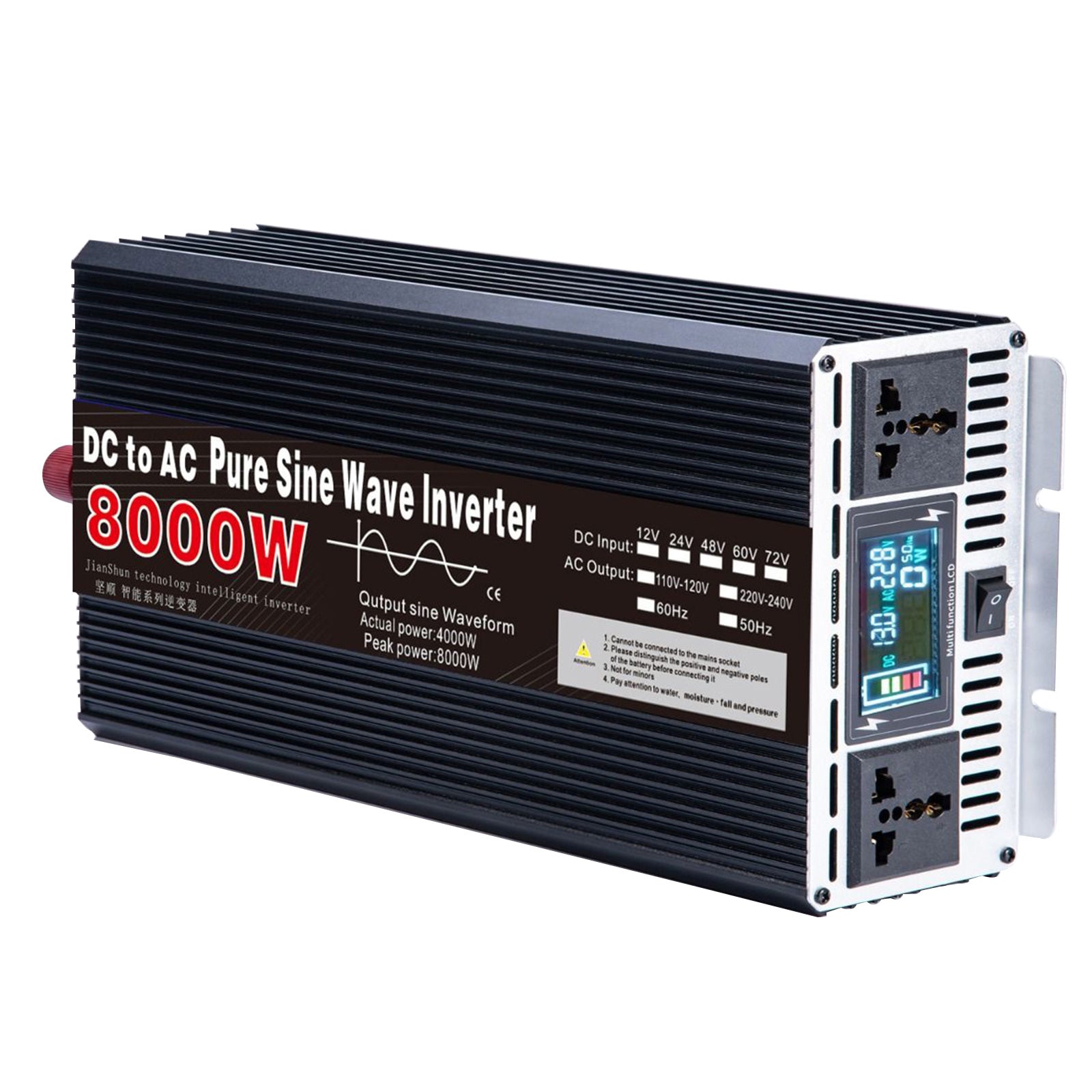 Energía portátil 3000W 4000W 5000W 6000W 8000W inversores de onda sinusoidal pura DC 24V to AC 110V 220V Voltage Converter Car Solar Inverter