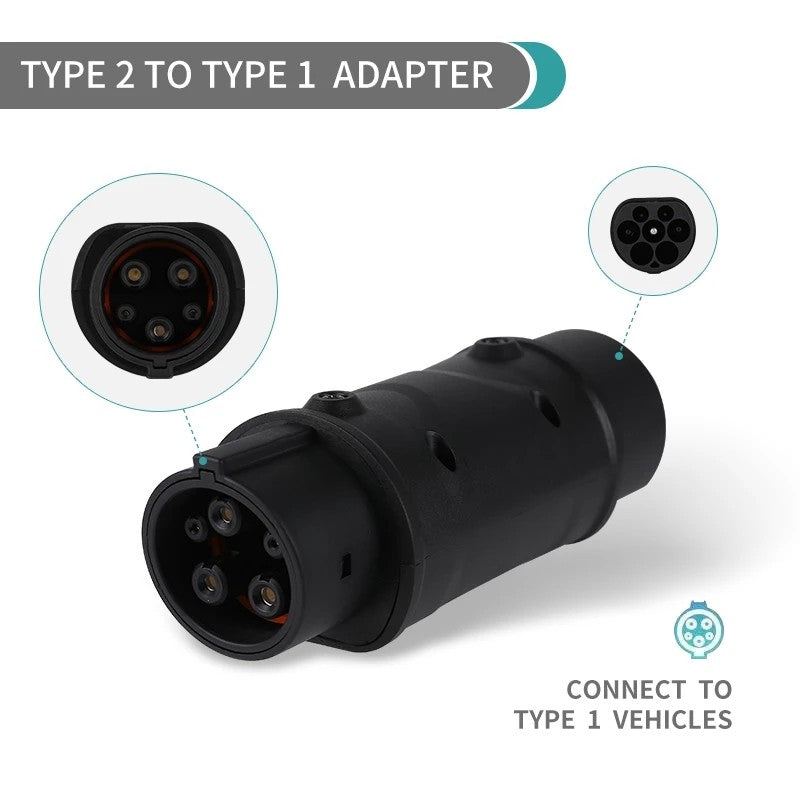 Typ 2 auf Typ 1 Elektrofahrzeug-Ladeadapter, Typ 2 EV-Ladegerät zum Laden von Typ1 EV-Auto